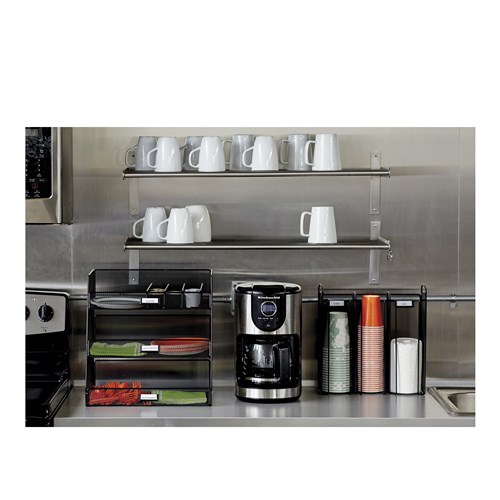 Onyx Mesh Cup and Lid  Holder with Breakroom Organizer